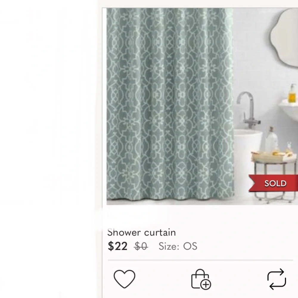 Shower curtain embroidery Green & white Room & Retreat NWOT